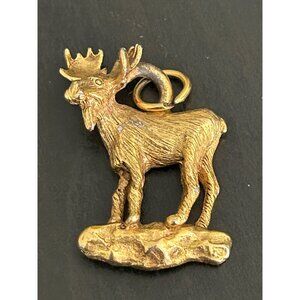 Moose Elk Charm Pendant Gold-Plated Animal Figurine Jewelry Vintage